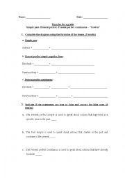 English Worksheet: Review exercises on Past tenses