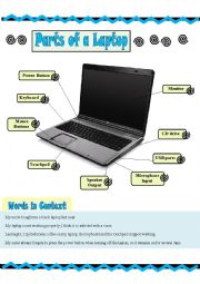 English Worksheet: Parts of a Laptop 