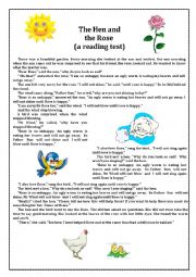 English Worksheet: The Hen and the Rose