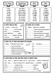 English Worksheet: to have grammar exercises with school items.