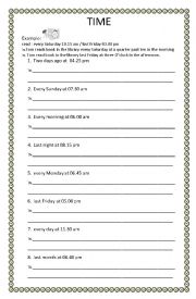 Telling time - Simple Present & Simple Past Tense