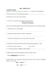 English Worksheet: MID TERM TEST N2