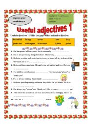 English Worksheet: Useful adjectives 1