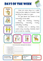 English Worksheet: Days of the week.