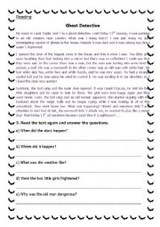 English Worksheet: Reading for Halloween or misteries