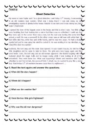 English Worksheet: Reading for Halloween or misteries
