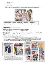 English Worksheet: The British Press : Tabloids Vs Broadsheets(serious papers)