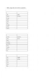 English Worksheet: comparatives