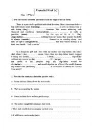 English Worksheet: remedial work