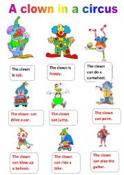 English Worksheet: activities of a clown in a circus