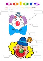 English Worksheet: face of different clowns