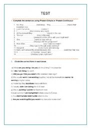 Present Simple/Present Continuous/Past Simple test