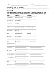 English Worksheet: Speaking Test