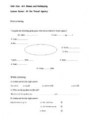 English Worksheet: AT THE TRAVEL AGENCY