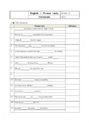 English Worksheet: Phrasal Verbs