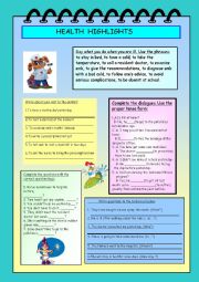 English Worksheet: HEALTH HIGHLIGHTS