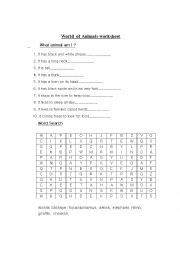 English Worksheet: The animals world worksheet