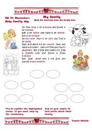 English Worksheet: 28 December: Holy Family Day- My family
