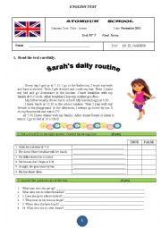 English Worksheet: Common core classes first term first test
