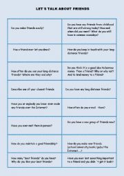 English Worksheet: Let`s talk about friends