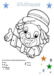 English Worksheet: CLOWN FOR COLORING