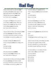 Bad Day Lyrics Gaps