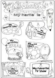 English Worksheet: all about me