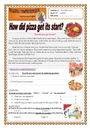 English Worksheet: How did pizza get its start