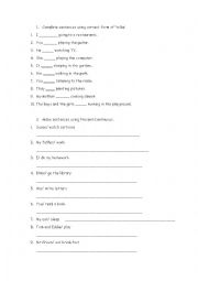 English Worksheet: present continuous 