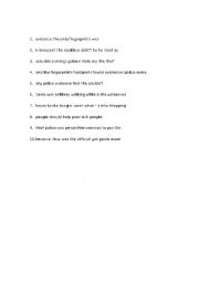 English Worksheet: unscramble the sentences about crime