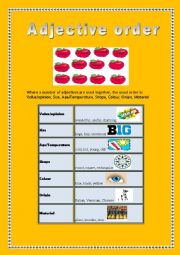 English Worksheet: ADJECTIVE ORDER