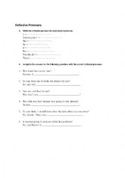 English Worksheet: reflexive pronouns