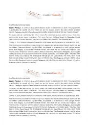 English Worksheet: reading comprehension about the series modern family