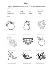 English Worksheet: FRUIT