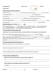 English Worksheet: Gateway-based language test C and D for 1st year Bac students