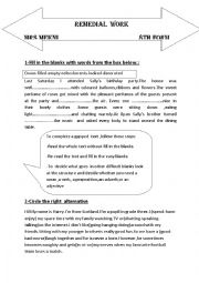 English Worksheet: Remedial for 8th form Tunisian students