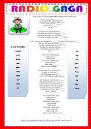 English Worksheet: RADIO GAGA - QUEEN - LISTENING ACTIVITY