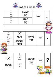 English Worksheet: have to & has to