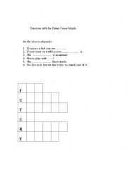 English Worksheet: Crossword Puzzle-future