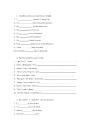 English Worksheet: present simple exercises