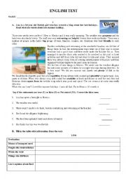 English Test 8th form-Holidays