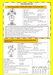 English Worksheet: describing people