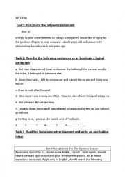 English Worksheet: writing