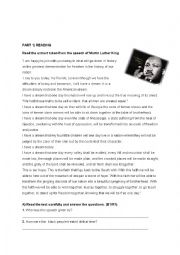 English Worksheet: martin luther king with passive voice