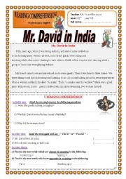 English Worksheet: Mr. David in India