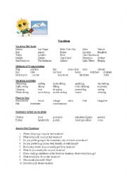 English Worksheet: Vacations