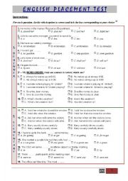 English Worksheet: PLACEMENT TEST