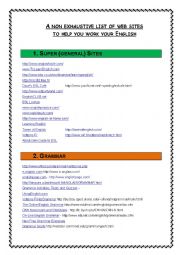 English Worksheet: useful English  web sites