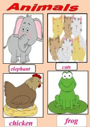 English Worksheet: animals cards
