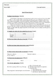 English Worksheet: end of term test 2